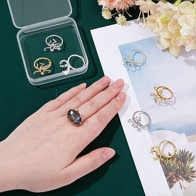8Pcs 4 Styles Brass Adjustable Ring Findings KK-NB0004-36-1