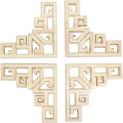 Natural Solid Wood Carved Onlay Applique Craft WOOD-FH0001-30-1