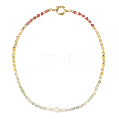 Gradient Color Gemstone & Natural Cultured Freshwater Pearl Beaded Necklaces NJEW-JN06316-03-1