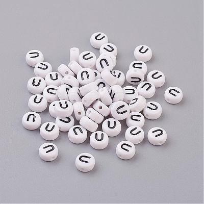 Acrylic Horizontal Hole Letter Beads X-PL37C9070-U-1