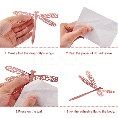 12Sets 6 Style PVC 3D Imitation Hollow Out Dragonfly Wall Stickers DIY-CF0001-04-1