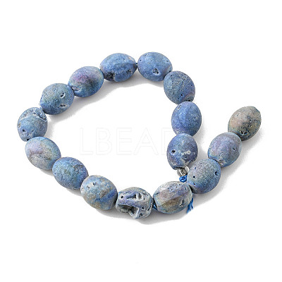 Electroplated Natural Druzy Geode Agate Bead Strands G-P251-G02-1