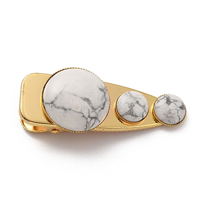 Natural Howlite Alligator Hair Clips G-B042-03G-09-1