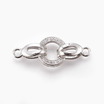 Brass Micro Pave Cubic Zirconia Fold Over Clasps KK-P164-12P-1