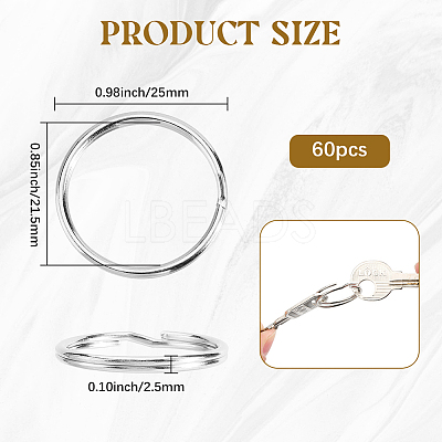 60Pcs Iron Plated Nickle Keychain Rings FIND-SP0003-35P-1