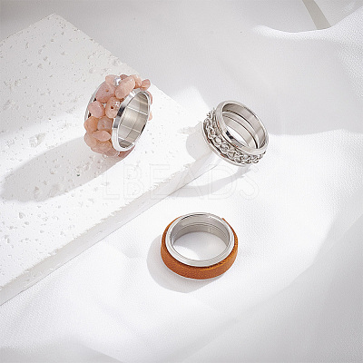 9Pcs 3 Style 304 Stainless Steel Grooved Finger Ring Settings STAS-UN0034-96-1