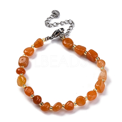 Natural Red Aventurine Beaded Bracelets for Women G-P563-07P-07-1
