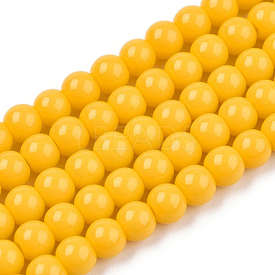 Opaque Solid Color Glass Beads Strands GLAA-T032-P4mm-08-1