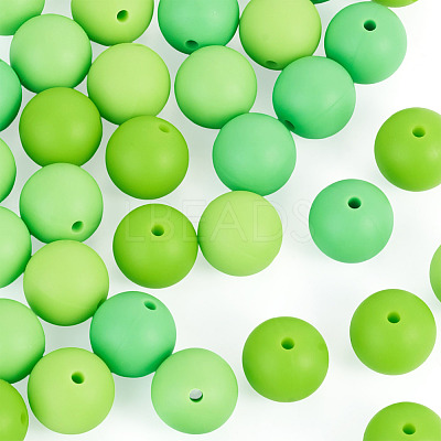 40Pcs 4 Colors Round Silicone Focal Beads SIL-TAD0001-02C-1