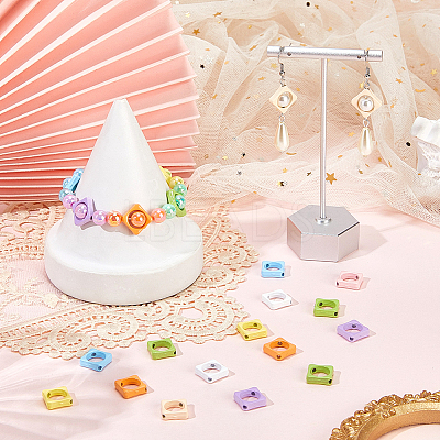 32Pcs 8 Colors Baking Paint Alloy Bead Frame FIND-SP0004-50B-1