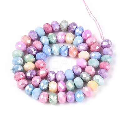 Anti-Tarnish Electroplate Rondelle Glass Beads Strands EGLA-T021-8mm-17-01-1