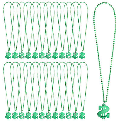 Plastic Dollar Sign Big Pendant Ball Chain Necklaces NJEW-WH0021-81B-1