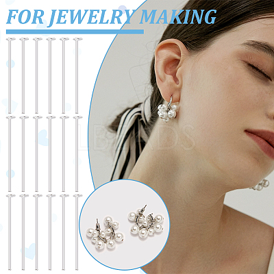 60Pcs 925 Sterling Silver Flat Head Pins STER-BC0002-17B-1