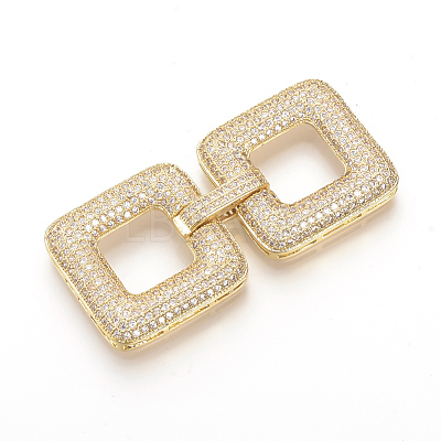 Brass Micro Pave Cubic Zirconia Fold Over Clasps ZIRC-S058-01G-1
