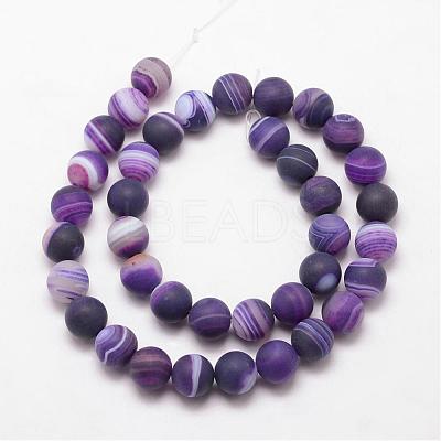 Natural Striped Agate/Banded Agate Bead Strands G-K166-12-6mm-02-1