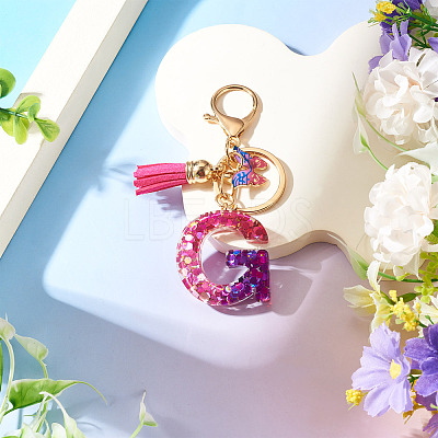 Alloy Resin Butterfly Keychains KEYC-TADJ0002-02G-G-1
