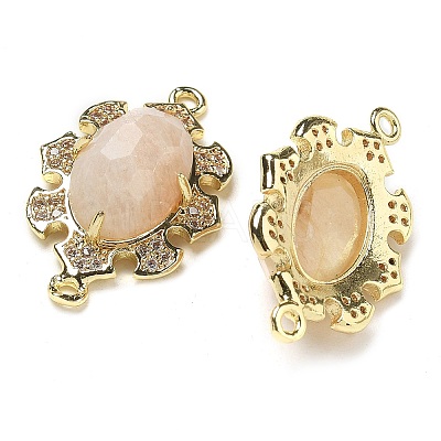 Natural Moonstone Faceted Oval Connector Charms G-G181-06G-09-1