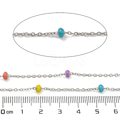 304 Stainless Steel Enamel Link Chains AJEW-Z028-09P-09-1