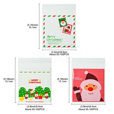 3 Bags 3 Styles Rectangle OPP Cellophane Bags for Christmas OPC-FS0001-01A-1