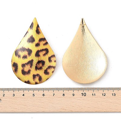 Leopard Print Alloy Dangle Stud Earrings EJEW-K304-01E-G-1