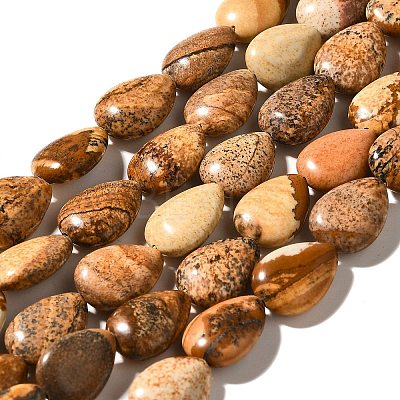 Natural Picture Jasper Beads Strands G-I377-A17-1
