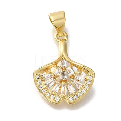 Fan Rack Plating Brass Micro Pave Clear Cubic Zirconia Pendants KK-U019-22G-1