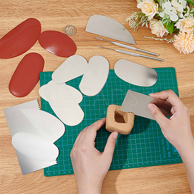 Stainless Steel Pottery Clay Carving Curved Clapper Tool DIY-FG0005-51-1