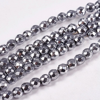 Electroplate Non-magnetic Synthetic Hematite Beads Strands X-G-J169B-4mm-02-1