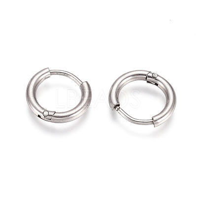 Tarnish Resistant 304 Stainless Steel Huggie Hoop Earrings EJEW-G272-02-8mm-P-1