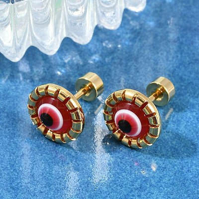 Evil Eye Glass Ear Fake Plugs EJEW-H105-27G-1