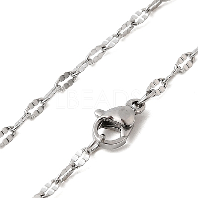 Tarnish Resistant 304 Stainless Steel Dapped Cable Chain Necklaces STAS-O053-03P-1