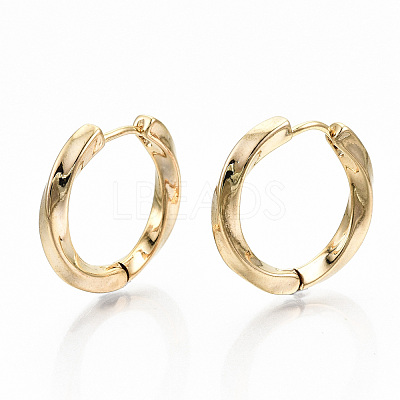 Brass Huggie Hoop Earrings KK-T062-45G-NF-1