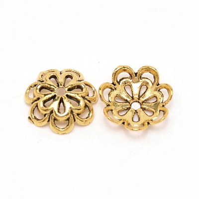 Multi-Petal Tibetan Style Alloy Bead Caps FIND-WH0100-34C-AG-1