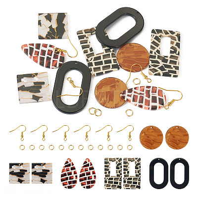 DIY Geometric Acrylic Dangle Earrings Making Kit DIY-TA0009-28-1