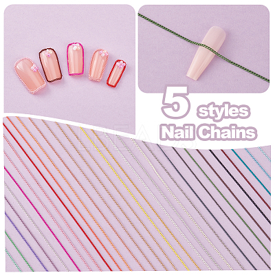 5 Bags 5 Styles Metal Fine Chain MRMJ-PH0002-88A-1