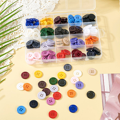 160Pcs 20 Colors 4-Hole Resin Buttons BUTT-TA0001-29C-1