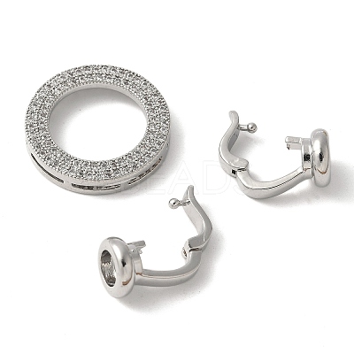 Brass Pave Clear Cubic Zirconia Fold Over Clasps KK-M320-24P-1