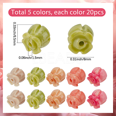 100Pcs 5 Colors Synthetic Coral Beads CORA-SP0001-20-1