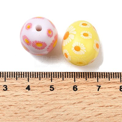 Printed Opaque Acrylic Beads OACR-H054-07-1