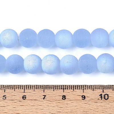 Frosted Transparent Glass Beads Strands GLAA-T032-T10mm-MBB04-1