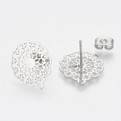 Non-Tarnish 304 Stainless Steel Stud Earring Findings X-STAS-S079-34B-1