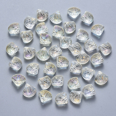 Transparent Spray Painted Glass Beads GLAA-T016-05B-1