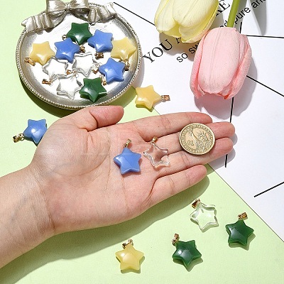 20Pcs 4 Colors Glass Pendants GLAA-YW0003-49-1