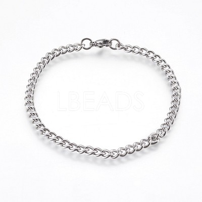 Tarnish Resistant 304 Stainless Steel Curb Chain Bracelets BJEW-P236-11P-1
