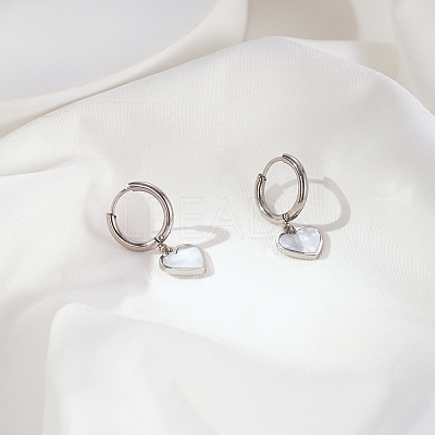 Stylish Heart Stainless Steel Hoop Earrings CL8045-1-1