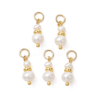 Natural Cultured Freshwater Pearl & Brass Pendants PALLOY-JF05442-02-1