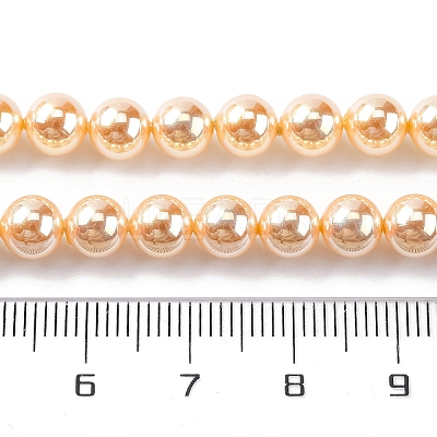 UV Plating Pearlized Glass Pearl Beads Strands GLAA-F128-01A-T6-1