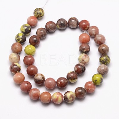 Natural Plum Blossom Jasper Beads Strands X-G-A163-02-8mm-1