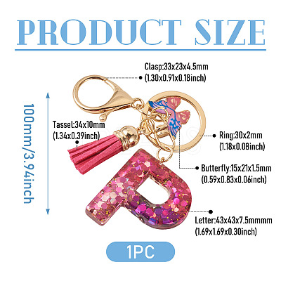 Alloy Resin Butterfly Keychains KEYC-TADJ0002-02G-P-1