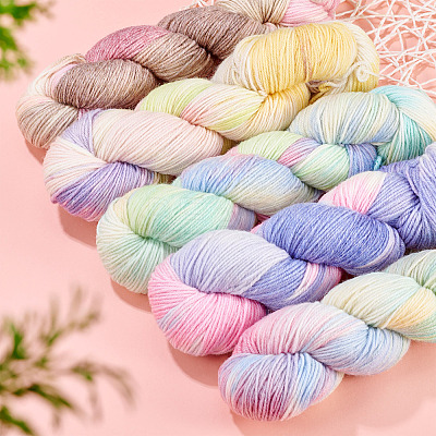1 Skein 80% Wool 20% Acrylic Fiber Rainbow Segment Dyed Yarn OCOR-TA0003-02E-1